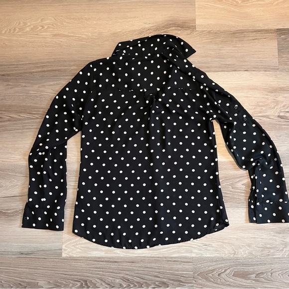 Express Women’s Black and White Polka Dot Button-Up Shirt Size XS - Picture 4 of 6